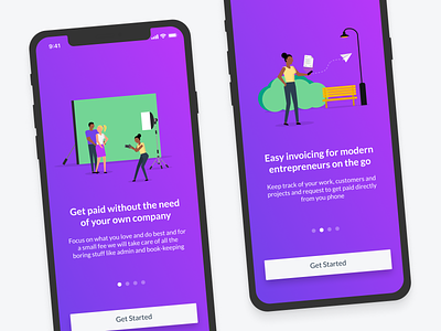 Value-based onboarding tour for freelance payment app app branding carousel design graphic design illustration ios onboarding tour ui ux vector welcome screen welcome tour