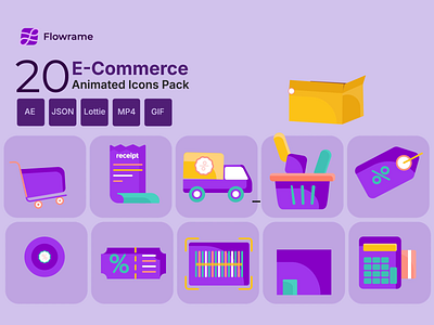 E-Commerce Animated Icons Pack ae animation cart e commerce gif icons json lottie market motion graphics sale shopping