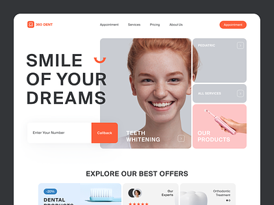 360 Dent Website design interface product service startup ui ux web website