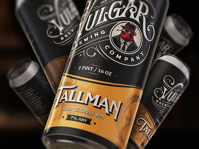 Vulgar Brewing Company - Tallman Beer Label Design beer branding brewery craft custom engraving etching graphic design hand drawn illustration label label design packaging typography