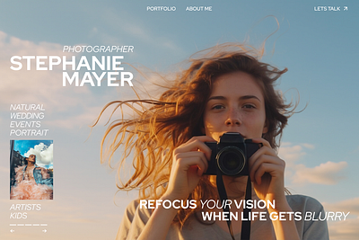 Photographer portfolio design illustration landing photography portfolio typography ui ux