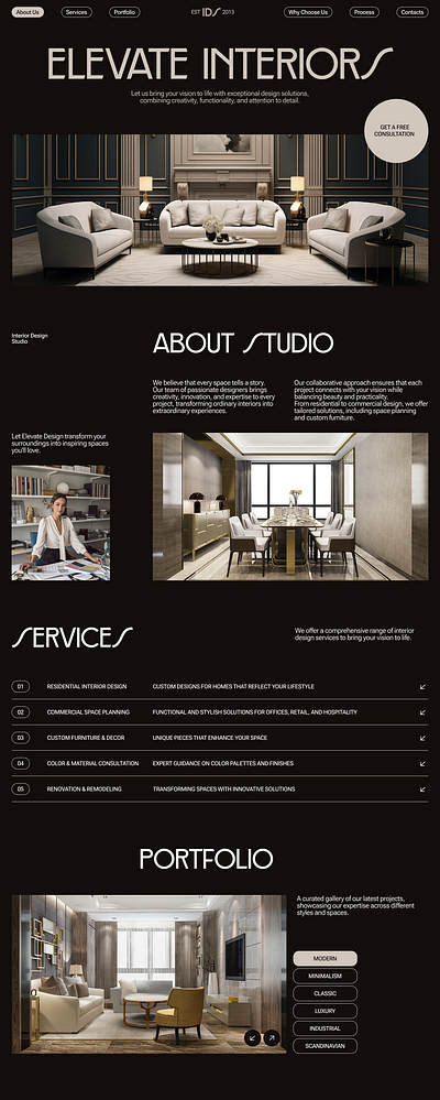 Interior Design Studio branding design figma graphic design illustration landing photography typography ui