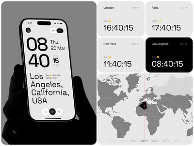 World Clock App Design alarm app app ui clock concept figma interface ios location mobile app design mobile ui monile app sketch time time converter watch weather widget world clock world time