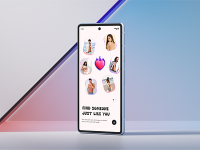 Dating app walkthrough screen 3d aichat android app arvr cleanui dating google illustration matchmaking minimal neel onboarding playstore prakhar sharma social ui ux walkthrough