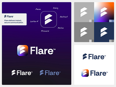 Flare - Logo Design 2 app branding contact creative logo design f flare flow freelance logo design gradient logo identity jeroen van eerden logo logos message messaging modern logo design social