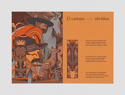 El campo y sus olvidos color editorial illustrator vector