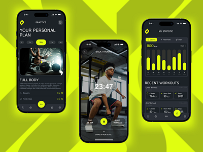 BodyUp® - Fitness App UX/UI activelifestyle darkmode datavisualization fitness fitnessapp fittech gymapp mobileu personaltrainer sportapp sportsui ui ux wellnessapp workout workouttracker