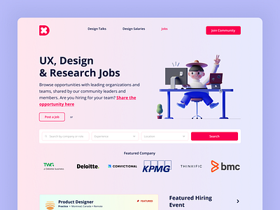 Job Board Landing Page design designinspiration inspiration jobboard landingpage ui uidesign uiinspiration uiux userexperience userinterface ux uxdesign uxinspiration websitedesign