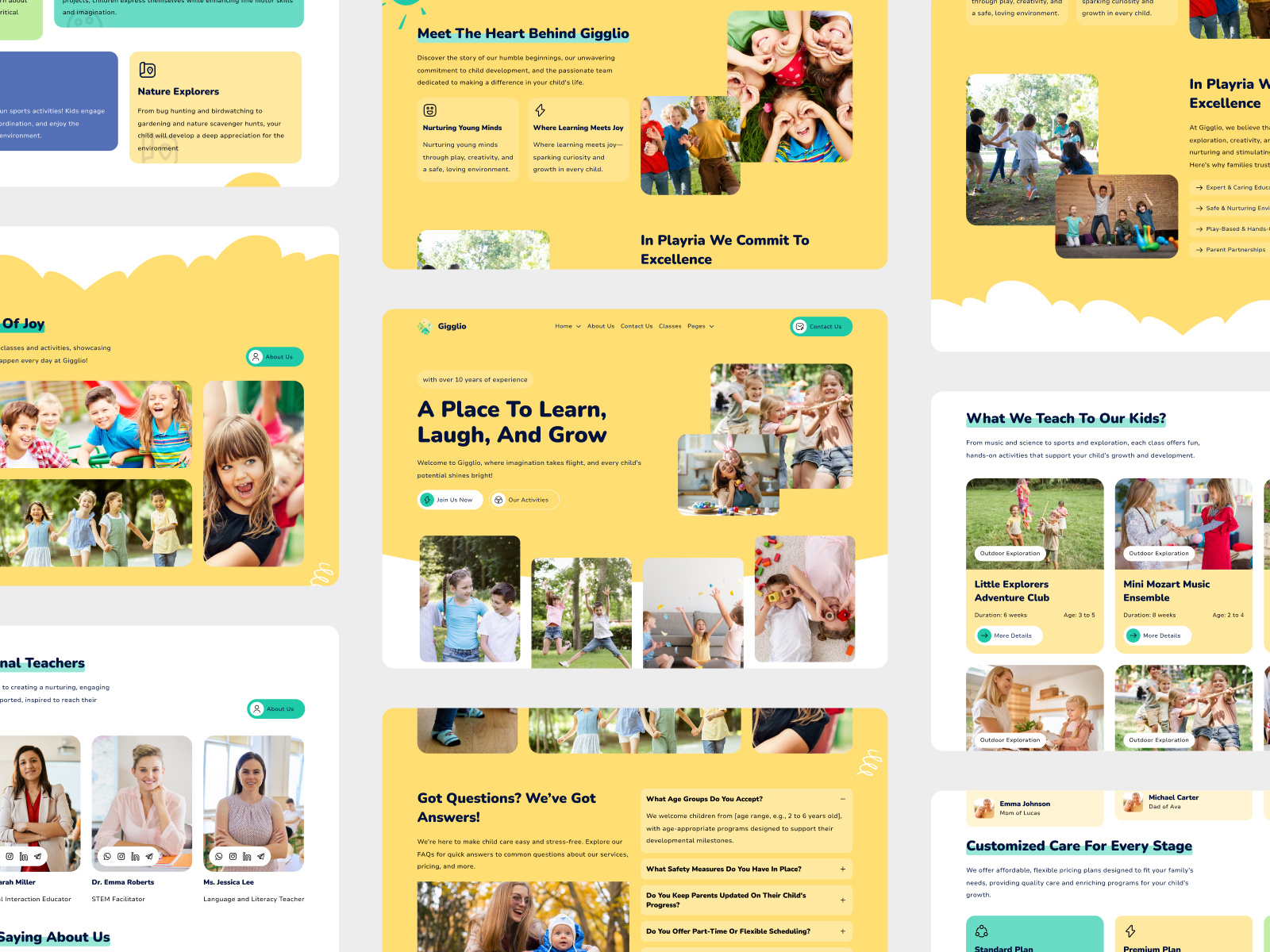 Gigglio - Daycare Website art baby care child child care childcare childern children colorful cute daycare kids kids school kindergarten landing page parents play playground preschool website