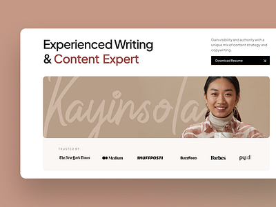 Copywriter Resume Template app content design landing portfolio prototype resume ui writers