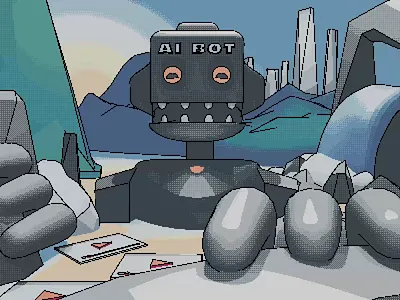 Ai Bot pixel art animation 3d ai animation demuxed robot video