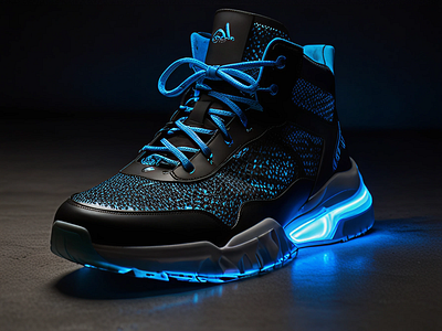 Futuristic Neon Sneaker – Dribbble Challenge 👟 3d aiart animation branding dribbblechallenge futuristicfashion graphic design logo motion graphics sneakerdesign ui