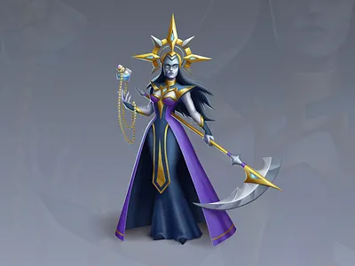 Evening Star 2d 2d art bottle character character concept character design concept crown dress elixir female game goddes gold illustration potion rpg scythe warrior woman