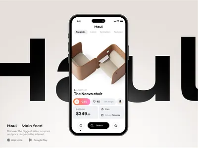 Haul — Main feed amazon branding checkout discover e commerce ecommerce feed instagram ios shop shopping tiktok ui uiux ux