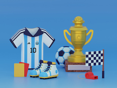 One More Game 3d 3dart argentina blender concept cup equipment football game game design gaming illustration lowpoly modeling soccer trophey world