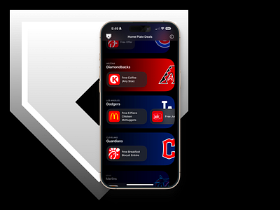 Home Plate Deals iOS App WIP app baseball deal diamondbacks dodgers gradient guardians home ios iphone mlb mobile native plate pro sports swift swiftui ui ux