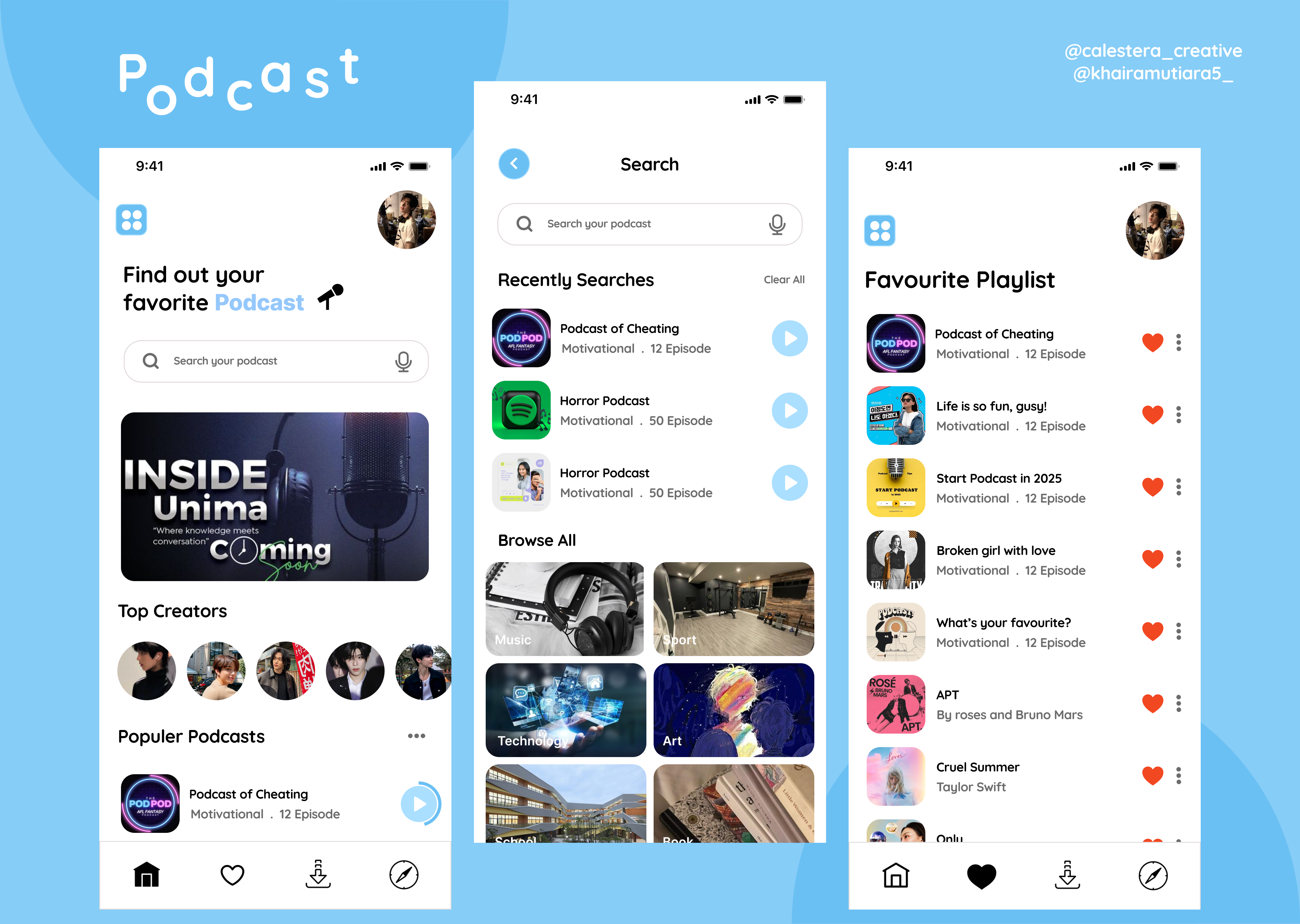 Application Podcast 📢🎙 3d animation branding graphic design logo motion graphics ui