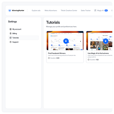 WinningHunter clean design minimal modern ui ui design web design website
