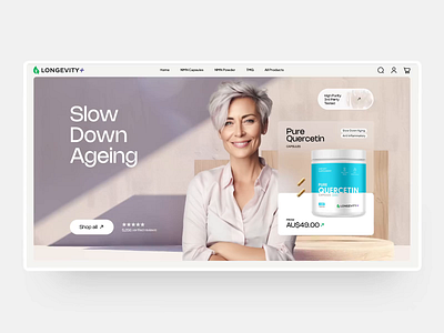 Longevity - supplements website design ai animation branding ecommerce graphic design midjourney modern motion shop supplement ui web design website