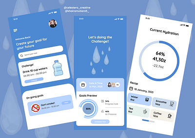 Drink water reminder 🥛🍵 3d animation branding graphic design logo motion graphics ui