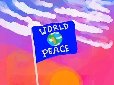 World Peace blue flag illustration peace sky sunset world
