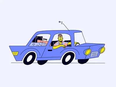 Spendesk Mileage Illustration allowance blue branding car design driving illustration login login page men mileage outline spendesk travel trip trips vacations vector