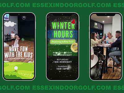 ESSEXINDOORGOLF.COM - REELS 2023 adobe after effects animation animation design branding business creative design dribbble follow graphic design instagram like marketing motion graphics premier pro trend usa video