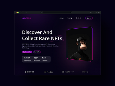 NFT Hero Section design herosection nft product uiux