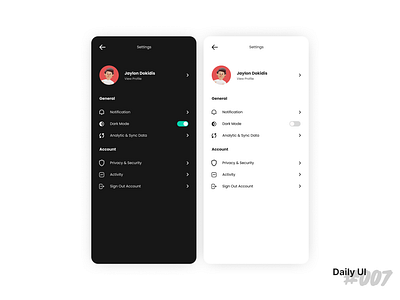 DailyUI # 007 - Settings User Interface branding design graphic design illustration logo minimal mobile app mobile design ui vector