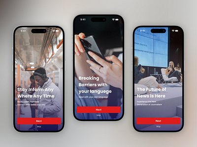 News App Onboarding mabile app design ui
