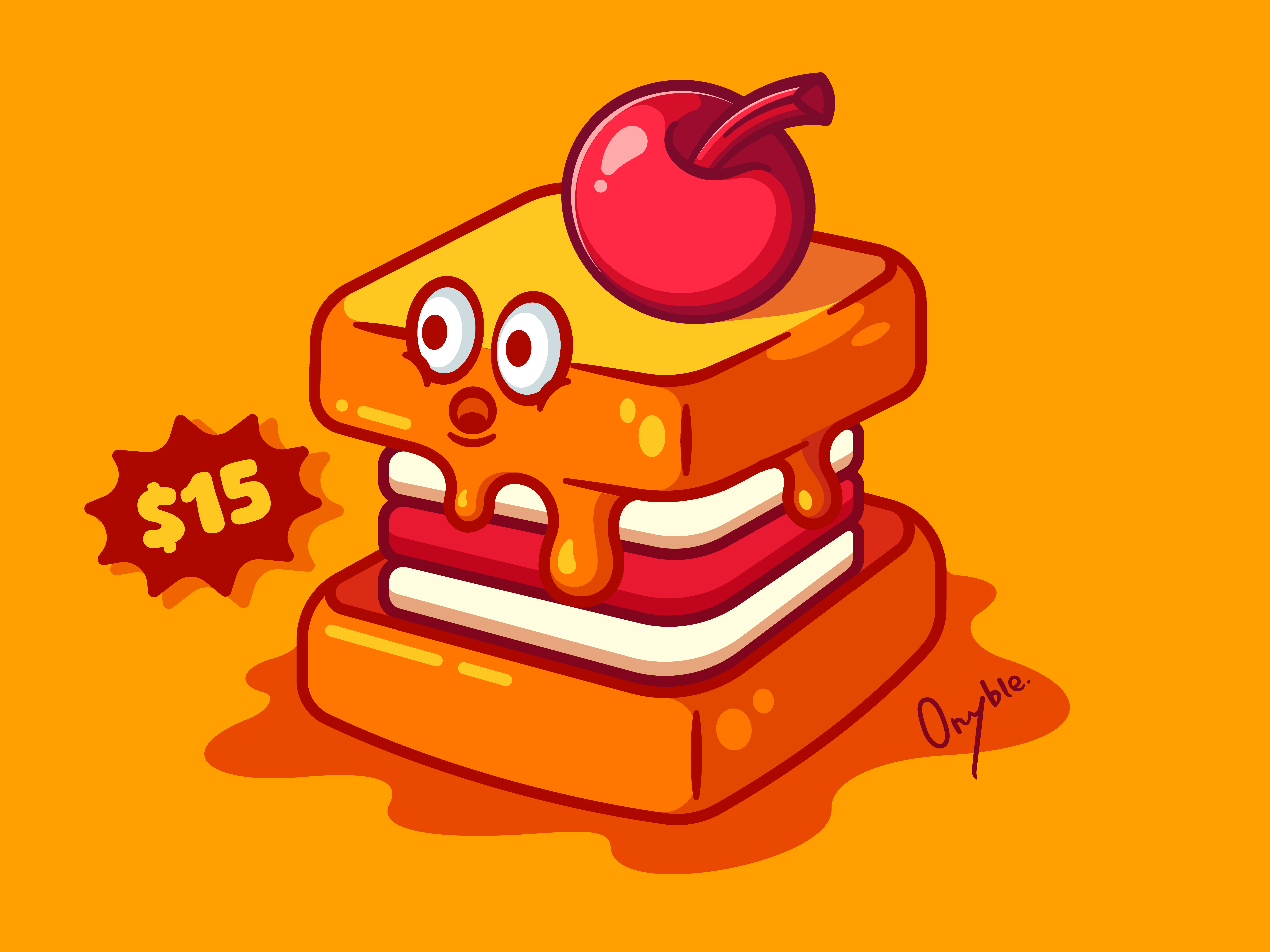 Cherry Cake🍒 - Meat Meal & More art berry cake cheese cherry cream delicious honey illustration pie stack sweet vector