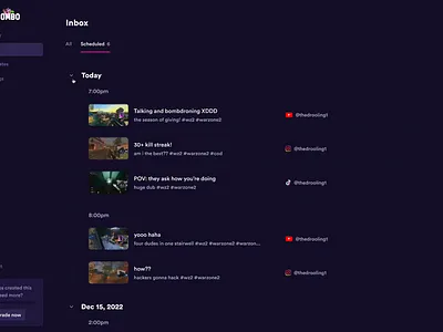 Combo - Scheduled videos accordion clean collapsable collapsed combo interface rows schedule scheduled sidebar ui video web
