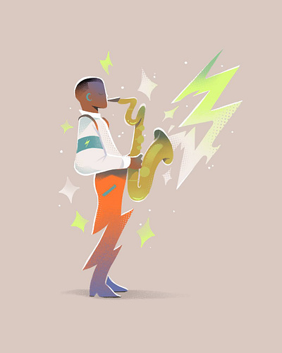 Coltrane. bebop character drawing electric hero illustration jazz jazzist music power