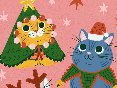 Christmas Kitties art artwork cat christmas digital art digital illustration holidays illustration kitten spot illustration