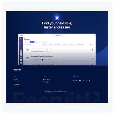 RecruitU branding clean design framer website logo minimal modern ui website