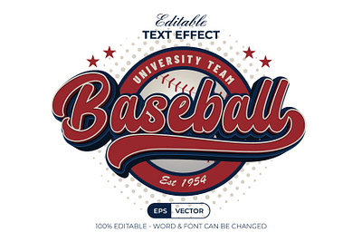 Baseball Text Effect 3D Style badge baseball design editable font football illustration lettering logo logotype signs sport style symbol text effect typeface typography vector