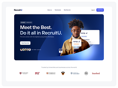 RecruitU ai clean design framer website minimal modern startup ui web design website