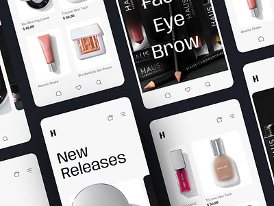 Beauty Product Mobile app beauty clean cosmetics ecommerce face fenty haus lab instagram light lip makeup store