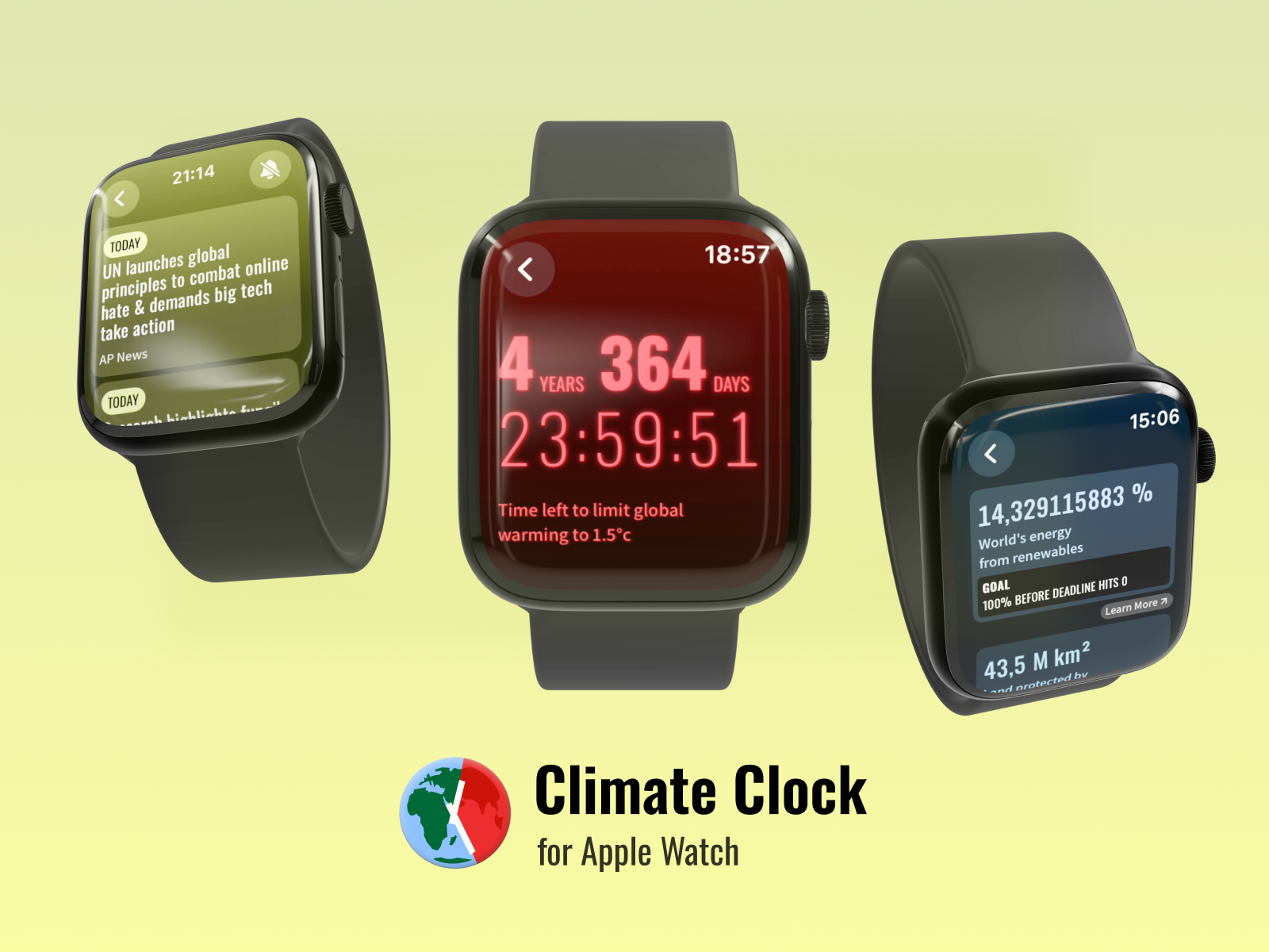 Climate Clock for Apple Watch apple watch climate clock countdown data news ui ux watchface widget