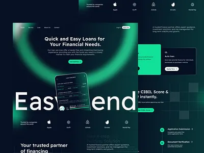 Easylend - Finance Landing Page analytics animation bank bank app banking aoo card credit card finance financial fintech landing page money saving statistics transactions transfer wallet web web design website