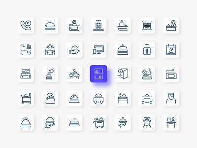 Hotel Service Icon Set airport bundle concept design editable element graphic design guest services lined logo minimal passport single bed symbol tourism transfer ui