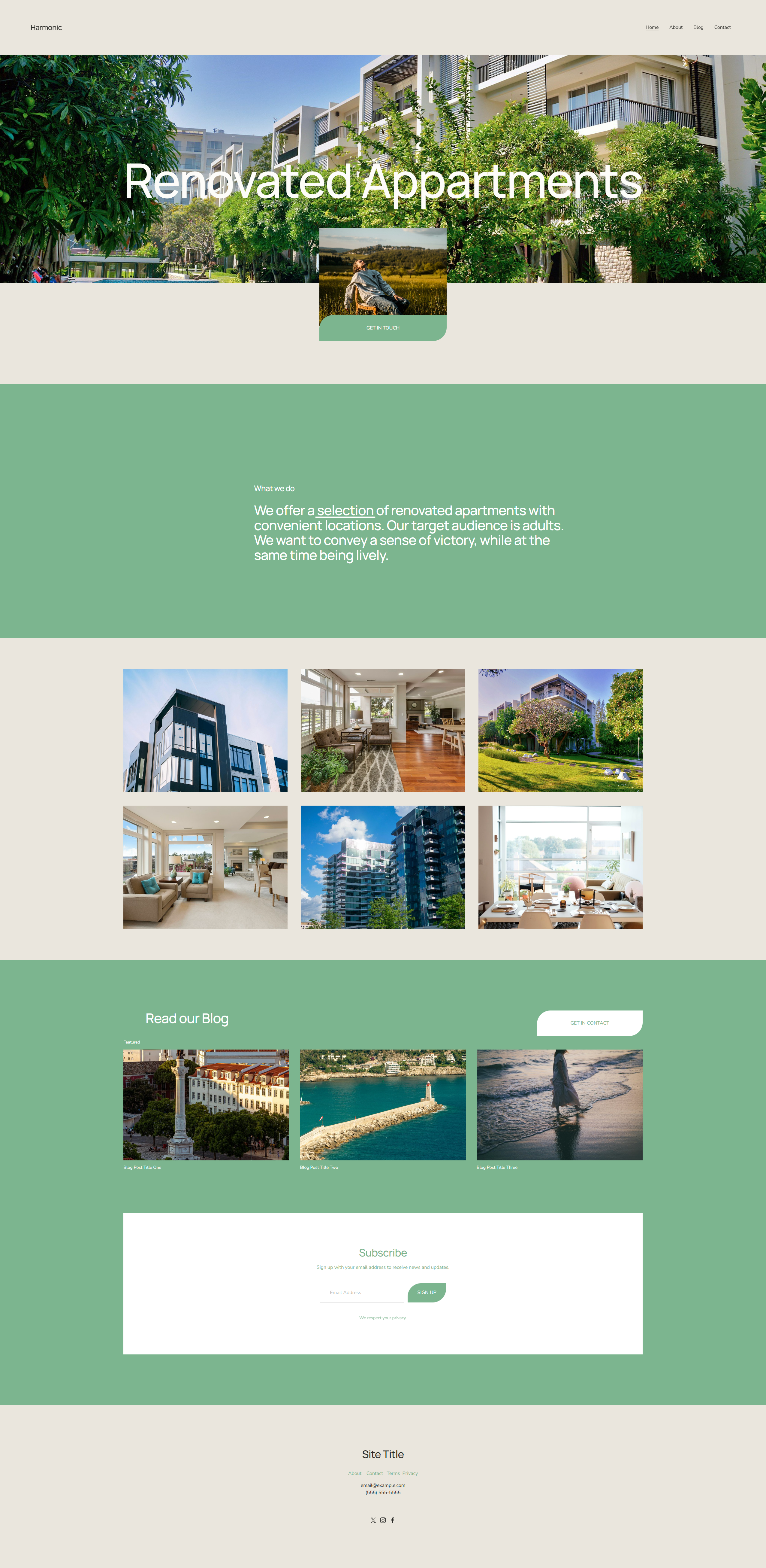 Harmonic Apartments responsive web design squarespace web design website content