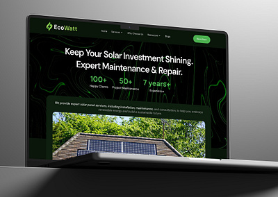 EcoWatt- Solar Solution website minimalist solarpanelwebsite solarwebsitedesign uiuxdesign user interface design website design website ui ux design