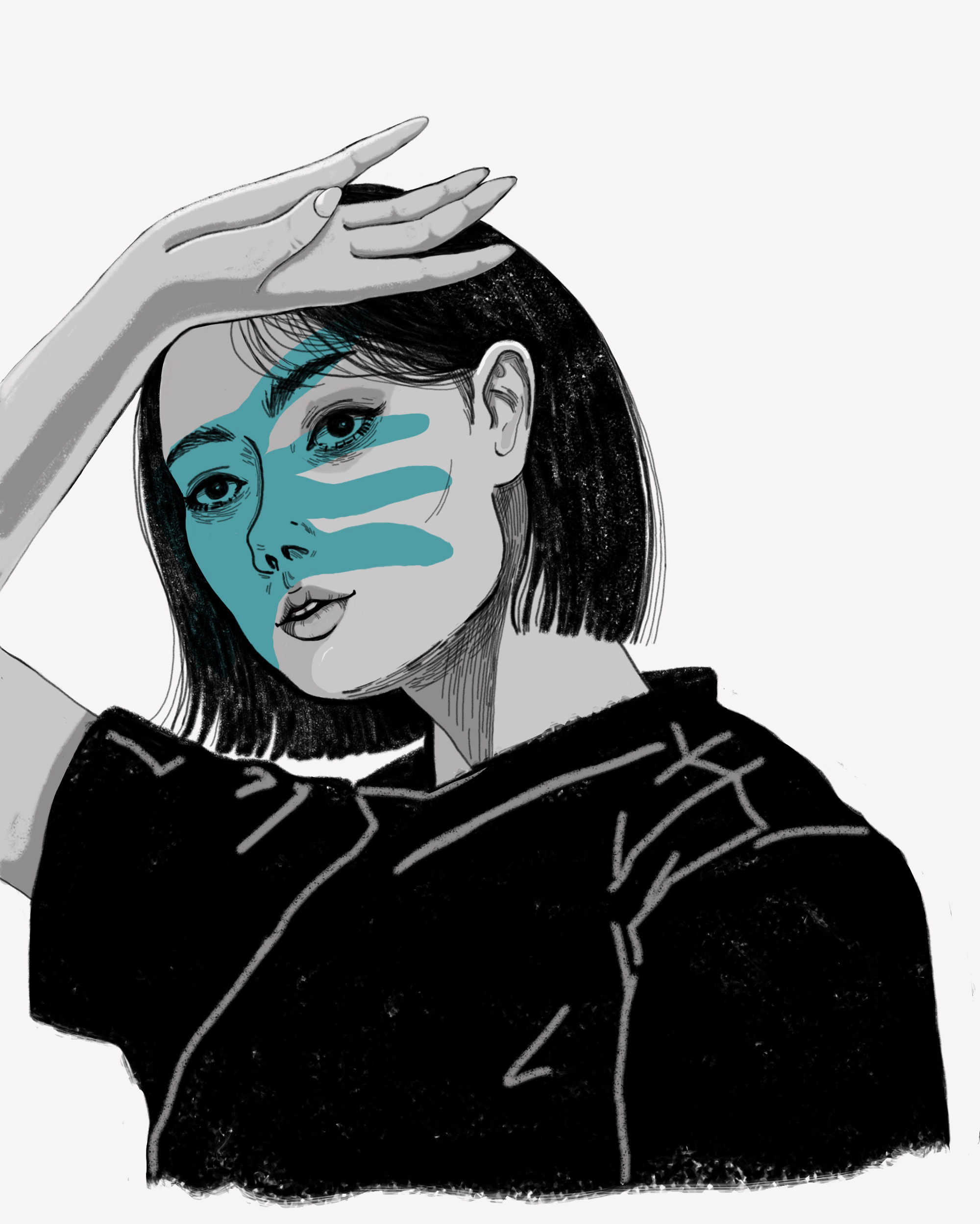 My Love Mine All Mine adobephotoshop artwork blackwhite digital art drawing girl graphic art illustration