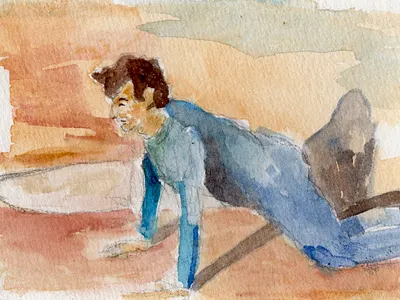 surfeur yoga III watercolor