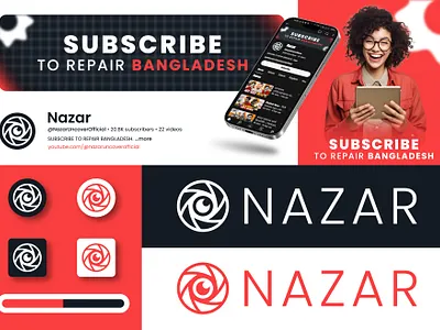 Redesigned Logo for Nazar! app icon branding design graphic design illustration logo logo design logo redesign logo remake modern logo modern logo design ui youtube banner