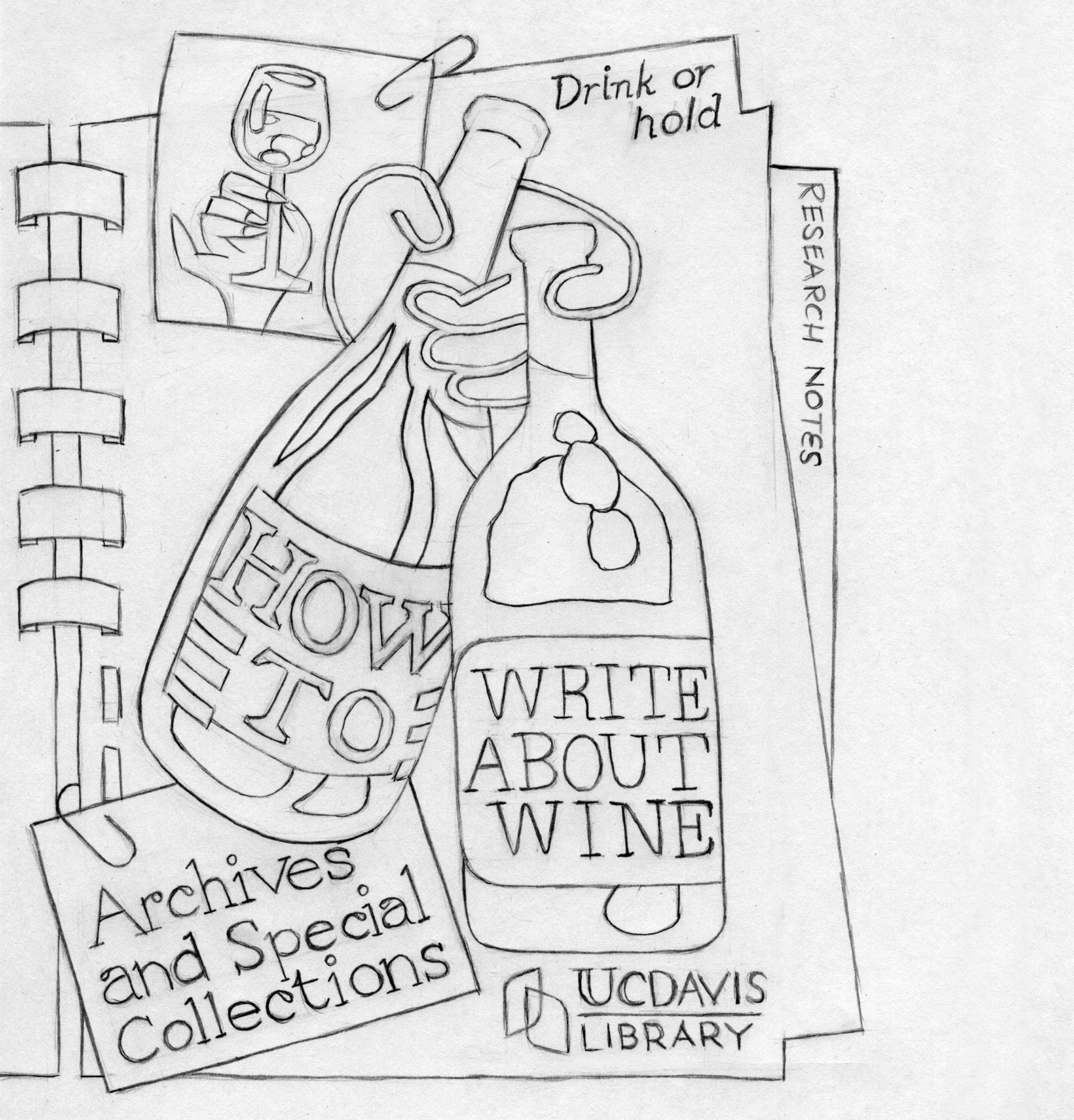 UC Davis Library: How to Write About Wine graphic design illustration