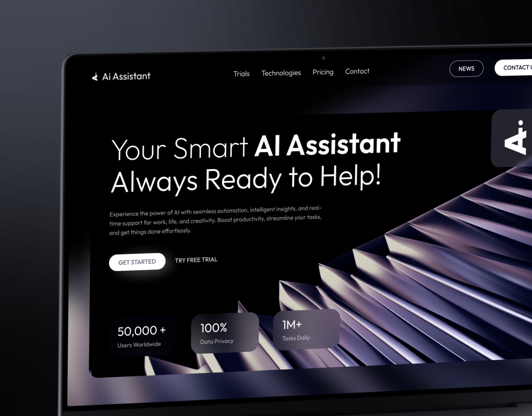 AI Assistant | Landing page ai ai assistant dark interface design interface landing ui uiuxdesign ux web design