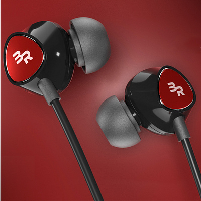 BR Headphones - Red - 3D Rendering 3d 3d modeling 3d rendering compositions product rendering