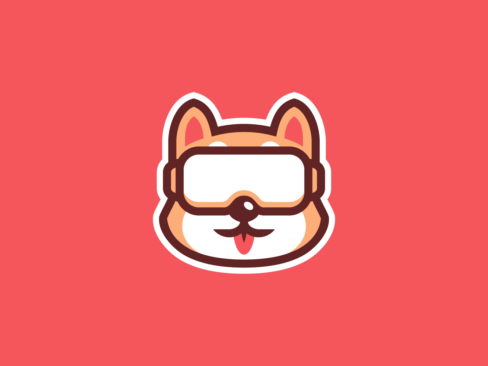 Shiba Inu Wearing VR animal branding character cute design future logo mascot playful shiba inu simple sticker technology vector